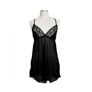 tart noir | baby doll floral scallop lace mesh lingerie slip dress | sz m